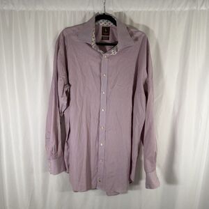 Tailorbyrd Dress Shirt Men's XXL Blue Red Striped Button Up Long Sleeve Cotton